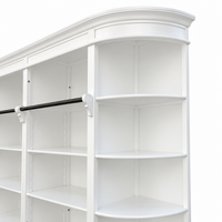French Provincial Grand Library Bookcase Cabinet with Ladder & Curved Side Detailing Display
