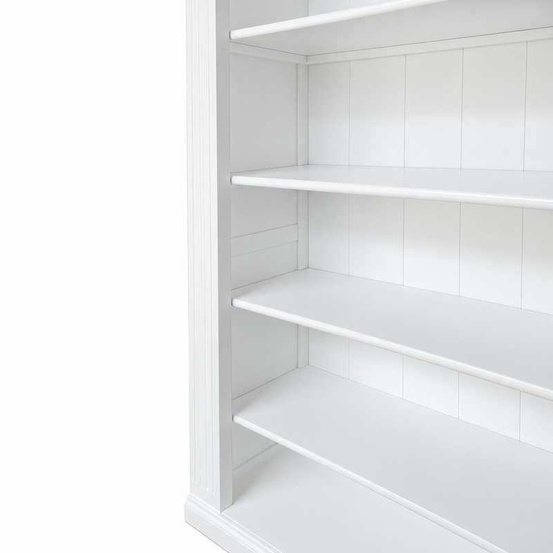 Hamptons Heritage Open Library Arched Extendable Bookshelf/Bookcase with Ladder 100cm - 300cm Wide