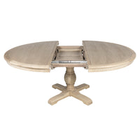 New England Hamptons Round Dining Table with Dentil Molding in Natural Ash Pedestal Base 150cm-190cm