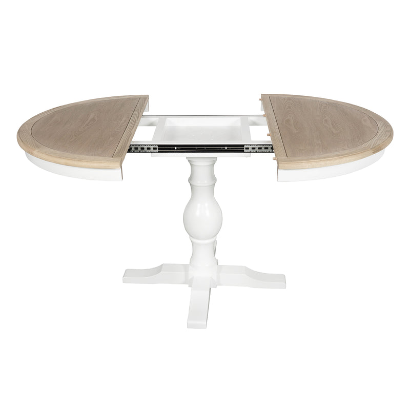 Hamptons Extendable/French Provincial Pedestal Round 100-150cm Extendable Dining Table NATURAL ASH