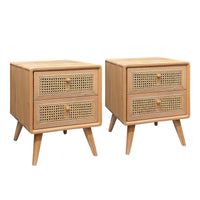 Contemporary Modern Scandinavian Nordic Rattan Bedside Table