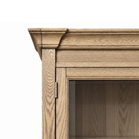 Hamptons Glass Door Display Wine Bar & Drink Cabinet with Storage, Wine Rack, Glass Holders & Pull-Out Trays 110cm Wide