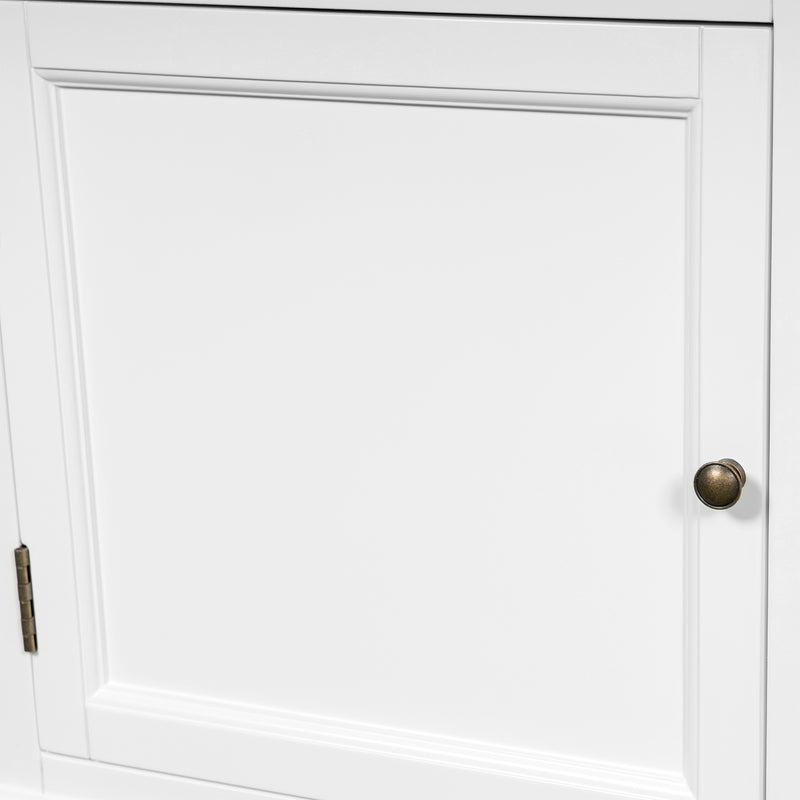 New England Hamptons Executive Desk with Dentil Moulding & Turned Legs – 6 Drawer 1 cupboard Pedestal Study Desk