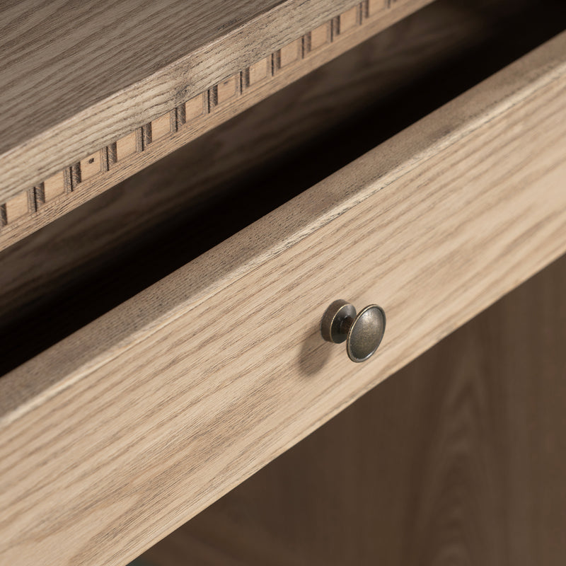 New England Hamptons Executive Desk with Dentil Moulding & Turned Legs – 6 Drawer 1 cupboard Pedestal Study Desk