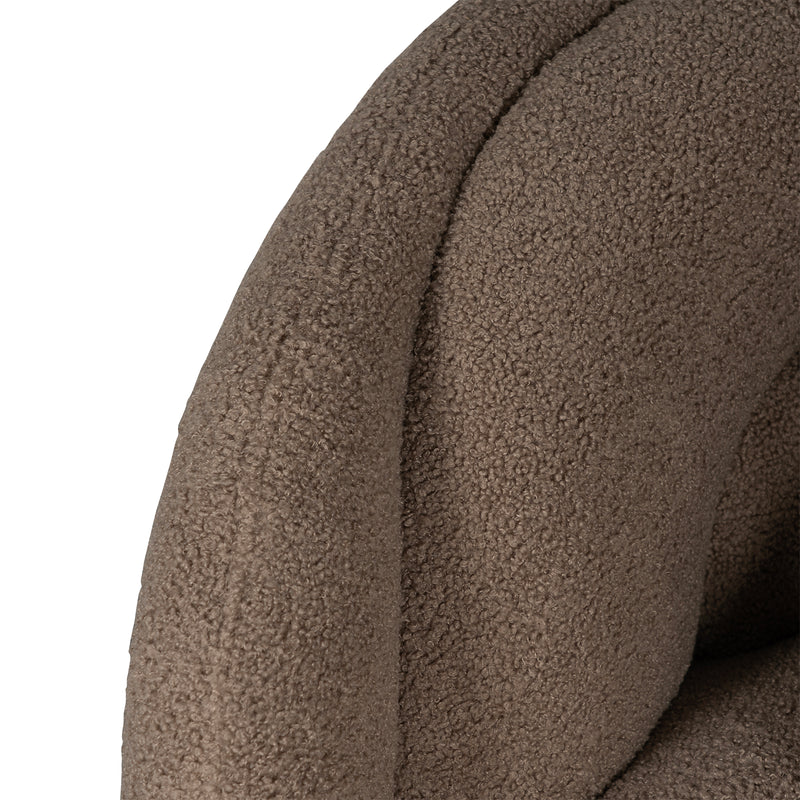 Tulip Blossom Boucle Swivel Lounge Armchair in Soft Butter Cream/Black Sesame/Olive