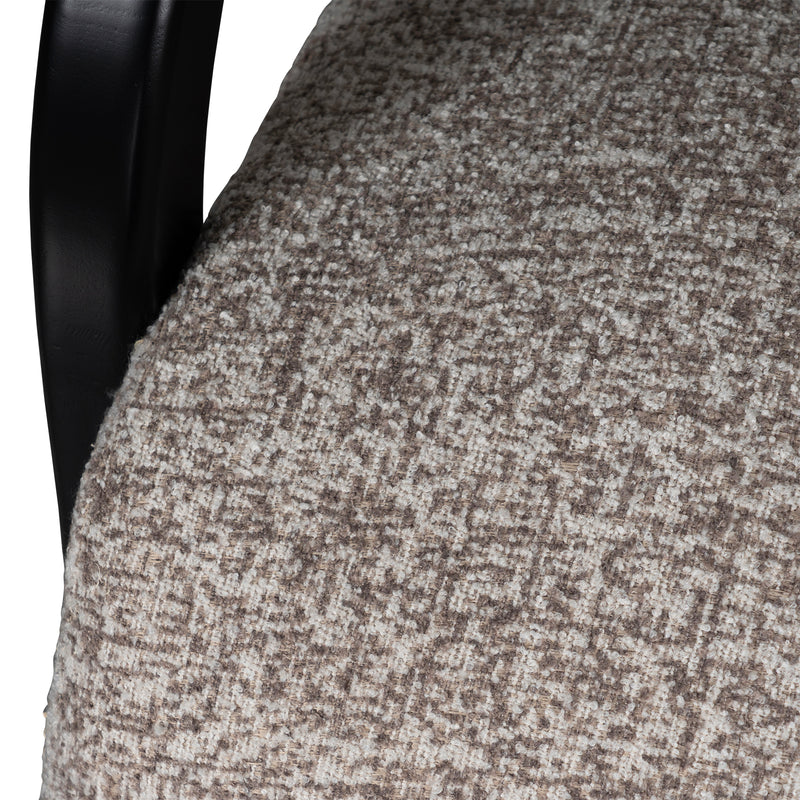 The Mosaic Bouclé Lounge Armchair with Black / Natural Frame in French Mist Grey / Toasted Oatmeal / Butter Cream