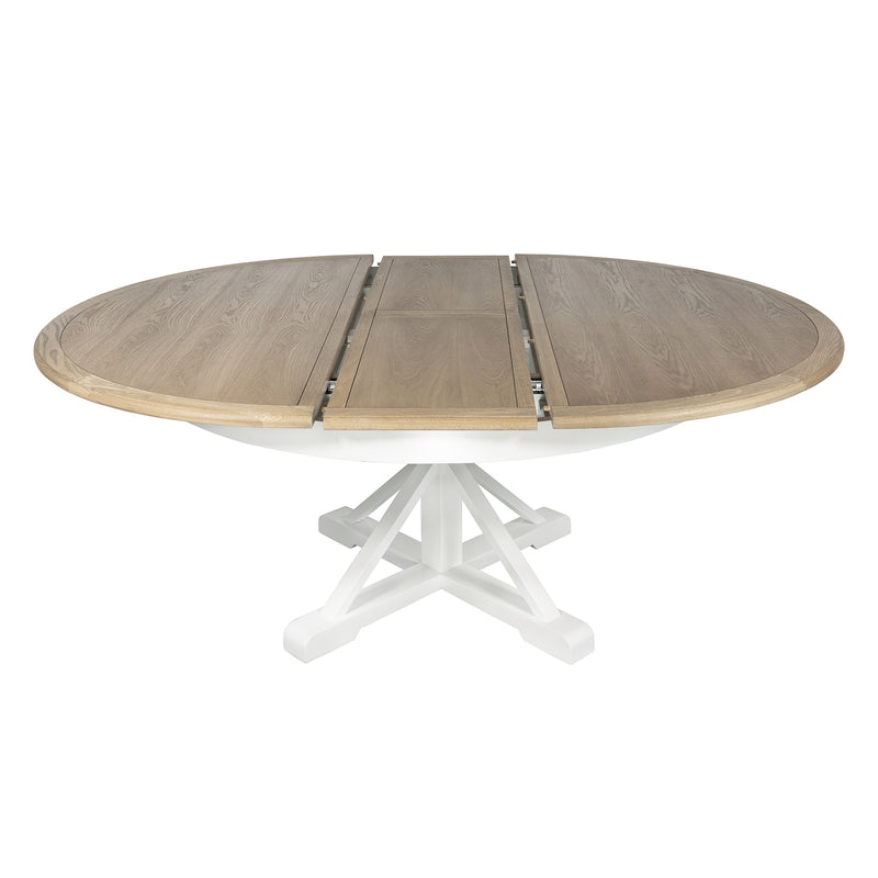 Hamptons Sorrento 150-190cm Round Extendable Trestle Dining Table