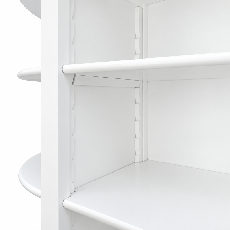 French Provincial Grand Library Bookcase Cabinet with Ladder & Curved Side Detailing Display