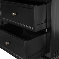 Hamptons Halifax TV Entertainment Unit with 4 Drawers Glass Doors Storage 180cm