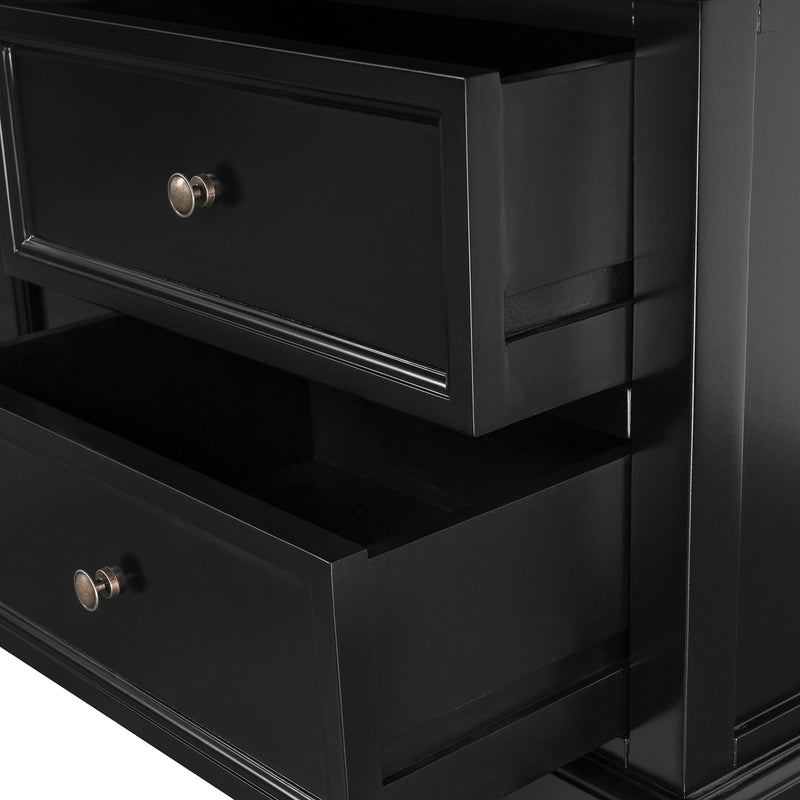 Hamptons Halifax TV Entertainment Unit with 4 Drawers Glass Doors Storage 180cm