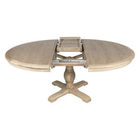 New England Hamptons Round Dining Table with Dentil Molding in Natural Ash Pedestal Base 150cm-190cm