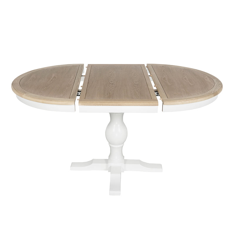 Hamptons Extendable/French Provincial Pedestal Round 100-150cm Extendable Dining Table NATURAL ASH