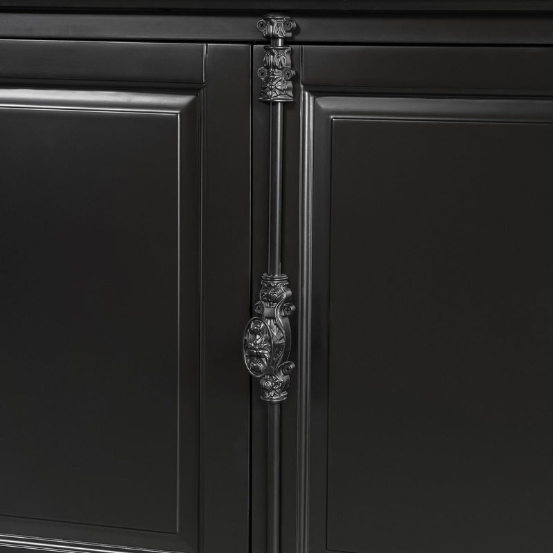 French Provincial Casement Double Glass Door Display Buffet and Hutch Cabinet Bookcase