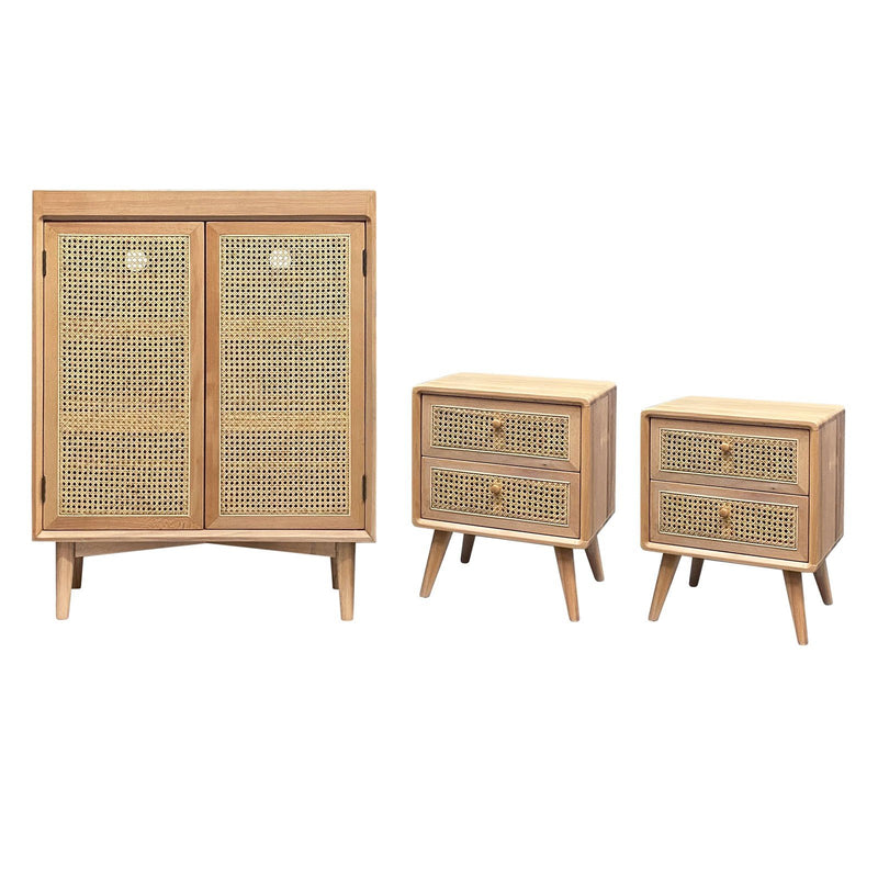 Contemporary Scandinavian Nordic Rattan Storage Cabinet