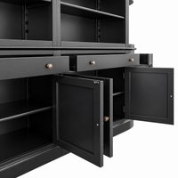 French Provincial Grand Library Bookcase Cabinet with Ladder & Curved Side Detailing Display