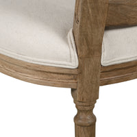 Set of 2 French Provincial / Hamptons Classic Oak Dining Chair with Natural Rattan Cane Back & Beige White Cushion