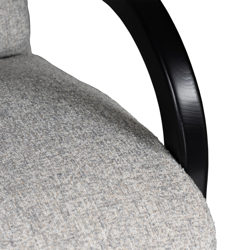 The Mosaic Bouclé Lounge Armchair with Black / Natural Frame in French Mist Grey / Toasted Oatmeal / Butter Cream