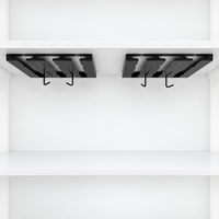 Hamptons Glass Door Display Wine Bar & Drink Cabinet with Storage, Wine Rack, Glass Holders & Pull-Out Trays 110cm Wide