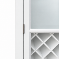 Hamptons Glass Door Display Wine Bar & Drink Cabinet with Storage, Lattice Wine Rack,Glass Holders & Bottle Trays 110cm Wide