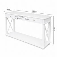 Hamptons Halifax Side Cross 3 Drawer Console Hall Table