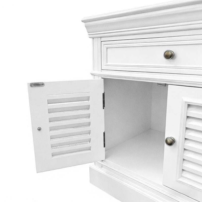 (Factory Second) Hamptons Classic 1 Drawer Bedside Table with Louvered Doors