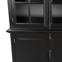 French Provincial Casement Double Glass Door Display Buffet and Hutch Cabinet Bookcase