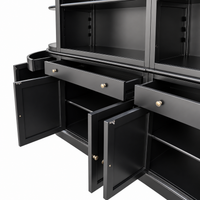 French Provincial Grand Library Bookcase Cabinet with Ladder & Curved Side Detailing Display