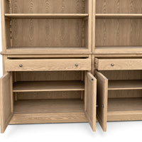 French Provincial Grand Library Bookcase Cabinet with Ladder & Curved Side Detailing Display