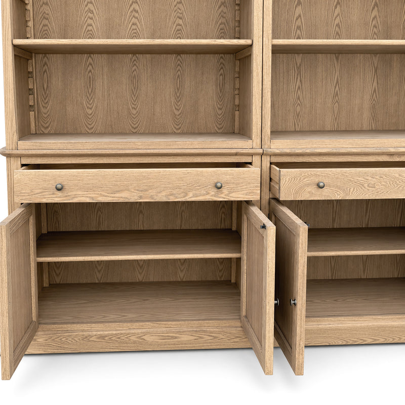 French Provincial Grand Library Bookcase Cabinet with Ladder & Curved Side Detailing Display