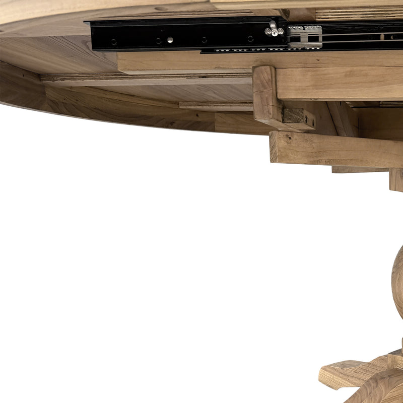French Provincial Farmhouse 140-180cm Pedestal Extendable Round Dining Table ASH Wood