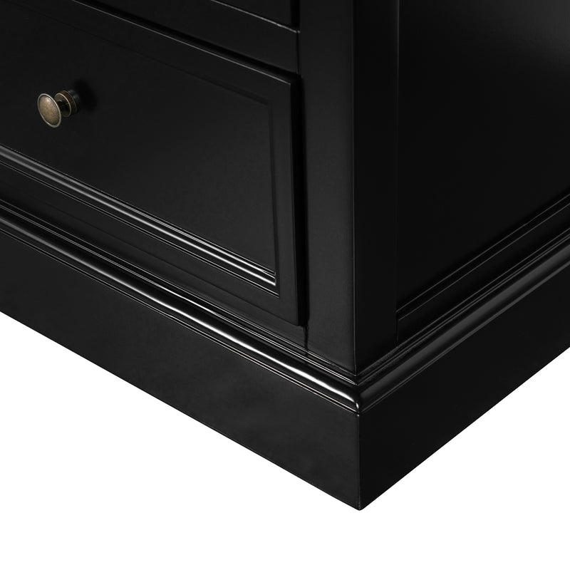 Hamptons Halifax TV Entertainment Unit with 4 Drawers Glass Doors Storage 180cm