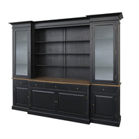 Hamptons Sorrento Buffet Sideboard Glass Hutch Open Bookcase