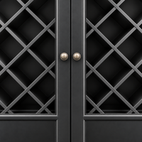 Hamptons Glass Door Display Wine Bar & Drink Cabinet with Storage, Lattice Wine Rack,Glass Holders & Bottle Trays 110cm Wide