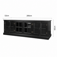 French Provincial Rustic Charm Glass-Door TV Stand Entertainment Unit 200cm Long