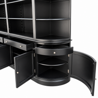 French Provincial Grand Library Bookcase Cabinet with Ladder & Curved Side Detailing Display