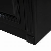 Hamptons Library Wall Unit Modular Buffet and Hutch Glass Cabinet with Cupboard in Black with Natural Top (Pre-order extra $1000 Early Bird discount)