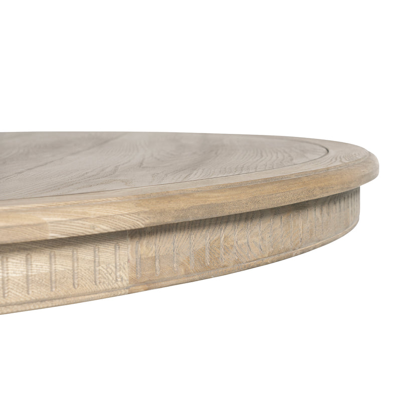 New England Hamptons Round Dining Table with Dentil Molding in Natural Ash Pedestal Base 150cm-190cm