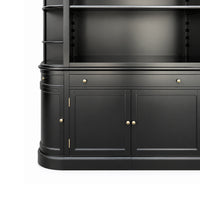 French Provincial Grand Library Bookcase Cabinet with Ladder & Curved Side Detailing Display