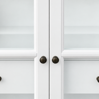 Hamptons Glass Door Display Wine Bar & Drink Cabinet with Storage, Wine Rack, Glass Holders & Pull-Out Trays 110cm Wide