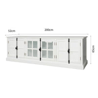 French Provincial Rustic Charm Glass-Door TV Entertainment Unit