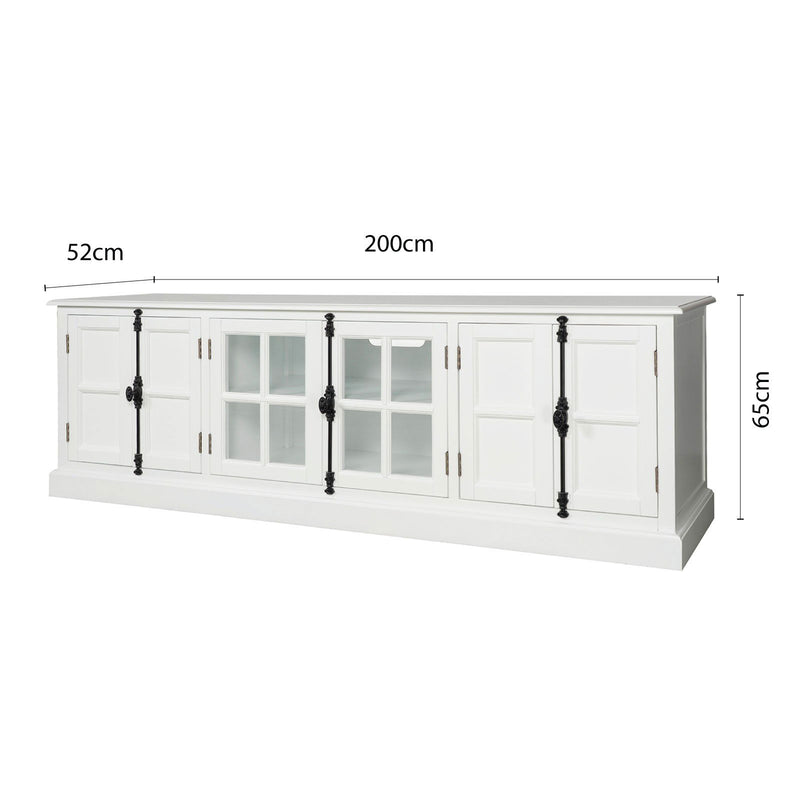 French Provincial Rustic Charm Glass-Door TV Entertainment Unit