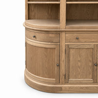 French Provincial Grand Library Bookcase Cabinet with Ladder & Curved Side Detailing Display