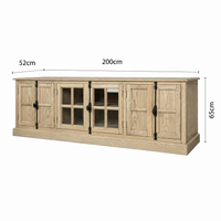French Provincial Rustic Charm Glass-Door TV Stand Entertainment Unit 200cm Long