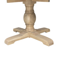 New England Hamptons Round Dining Table with Dentil Molding in Natural Ash Pedestal Base 150cm-190cm