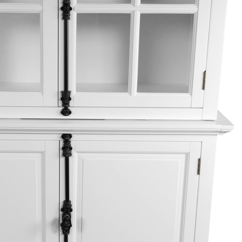 French Provincial Casement Double Glass Door Display Buffet and Hutch Cabinet Bookcase