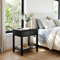 Hamptons Coastal Bedside Table with Magazine Tray