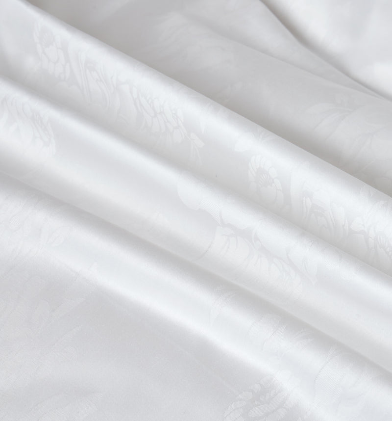 Monalisa Signature 100% Premium Cotton 4-Piece Bedding Set – Floral White Quilt Cover, Flat Sheet & Pillowcases