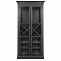 Hamptons Glass Door Display Wine Bar & Drink Cabinet with Storage, Lattice Wine Rack,Glass Holders & Bottle Trays 110cm Wide