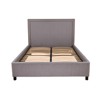 Contemporary Modern Maddy Upholstered Studded Square Queen Bed Frame