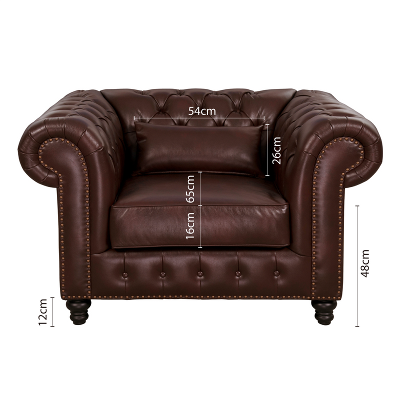 French Provincial Chesterfield Cameron Upholstered Single Lounge Armchair Sofa